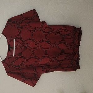 BANANA REPUBLIC Women's Red Snakeskin Print Pattern Semi-Sheer Chiffon Size XS